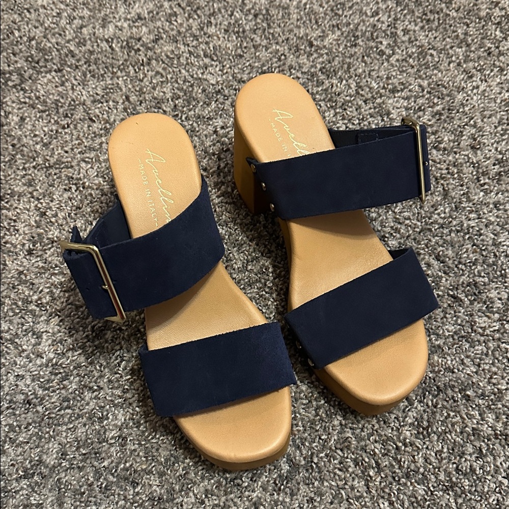 Avellini Suede Block Heel Sandals US Size 6.5